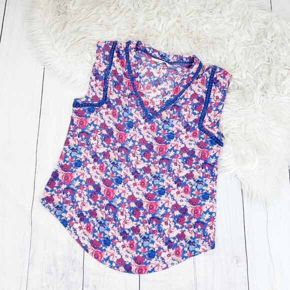 41 Hawthorn Womens  Stitch Fix  Carla Crochet V-Neck Pink Floral Tank Size Small - Picture 2 of 6